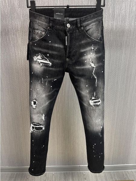 

new fashion dsquared2 dsq2 d2 icon brand european italy men's slim dsq jeans pants mens denim trousers zipper blue hole pencil pants je
