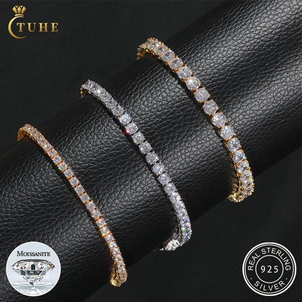 

bangle 2.5mm6mm moissanite bracelet for women tennis chain 925 sterling silver bracelet jewelry gift, Black