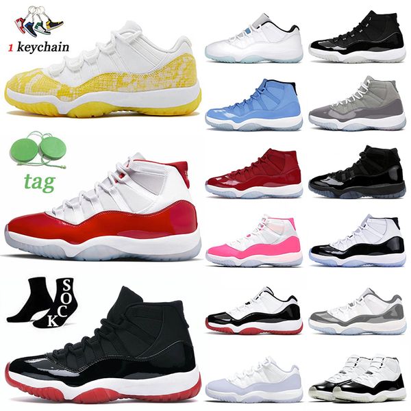 

11s og sneakers basketball shoes jumpman 11 for mens women bred high concord cherry tour yellow snakeskin jubilee cool grey cement pink win, White;red