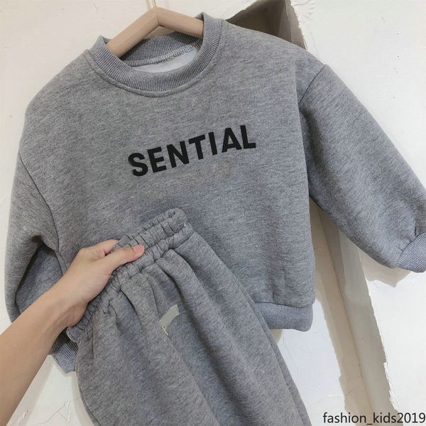 

Kids Clothing Sets Sweaters Pants Thicken Warm Tracksuit Fashion Winter Autumn Girl Boy Clothes Toddler Cotton Children Sweatshirts, Light grey