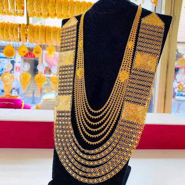 

necklaces gold plated muslim dubai big necklace for women hand made jewelry turkish bridal necklaces marriage gifts, Silver
