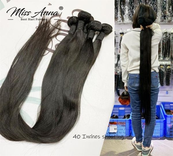 

hair bulks missanna 32 34 36 38 40inch straight bundle brazilian soft weave bundles 134 pcs thick natural 100 human extensions 7879420, Black
