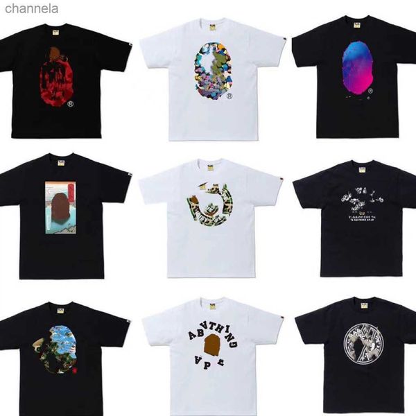 

women and men's t-shirts 100% cotton loose summer shark monkey breathable high street trend t-shirt cartoon lettering printed couple sh, White;black