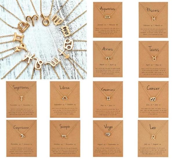 

elegant star zodiac sign 12 constellation pendant necklace femme charm gold silver choker necklace for women jewelry gift4962333