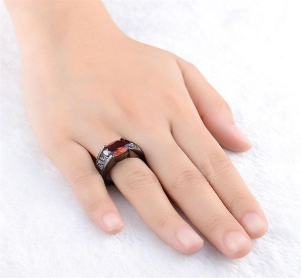 

hiphop 14k black gold ruby obsidian ring party wedding sapphire pure bizuteria for women men rock obsidian jewelry ring 203459173, Slivery;golden