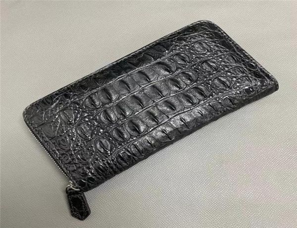 

exotic genuine crocodile skin men039s long card holders zip wallet authentic real true alligator leather male small clutch purs3982053, Red;black