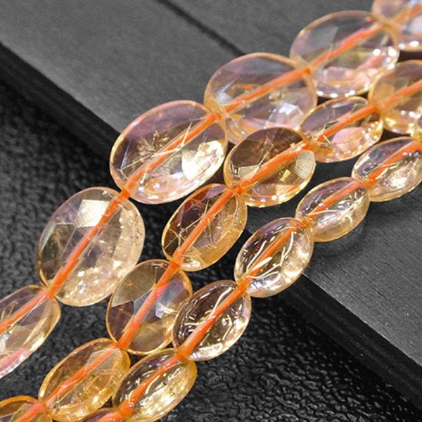 

crystal natural yellow citrines beads faceted oval spacer diy loose beads for jewelry making beads accessories 15'' women gift