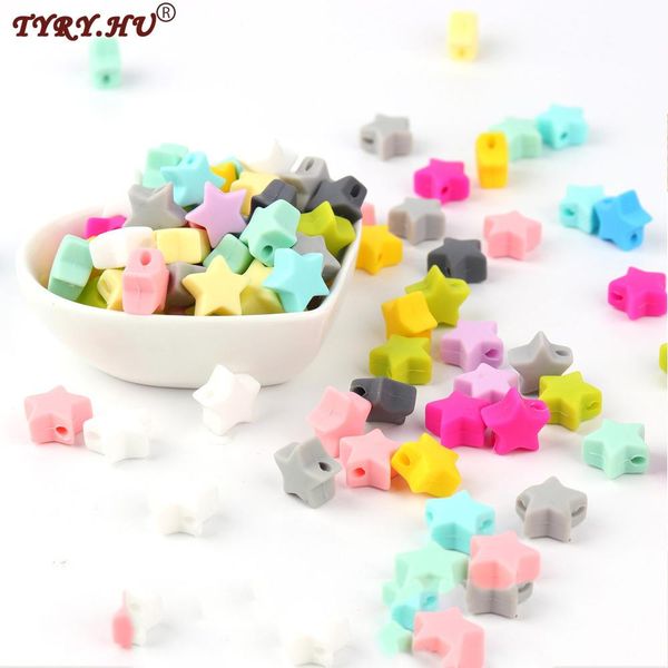 

crystal tyry.hu star beads food grade silicone kralen 15mm 100pc for diy mommy necklace baby teeth relief soother chain easy to attach