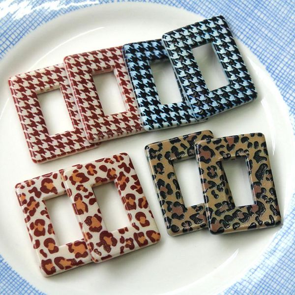 

crystal 40pcs/lot color leopard bird lattice pattern color geometry rectangle shape resin beads diy jewelry accessory