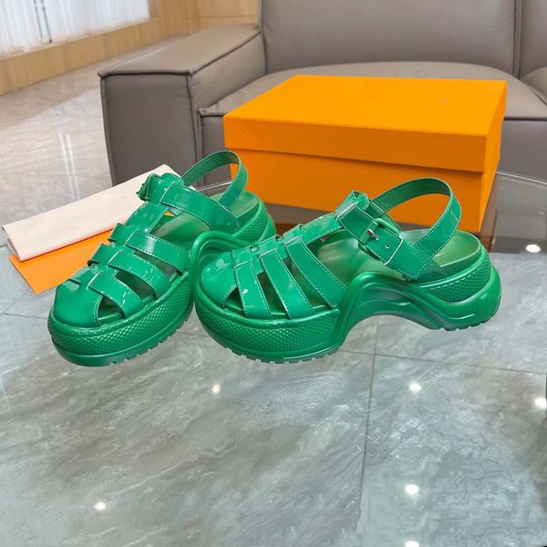 

archlight flat sandals women silver black metallic calf leather shoes engraved buckle circle on the upper and outsole lady fashion platform