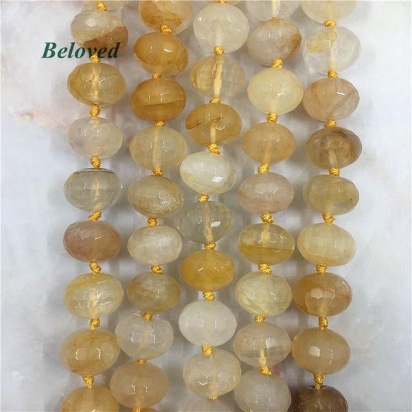 

crystal faceted drum citrines quartz loose beads rondelle yellow quartz gems necklace making spacer beads bg18045