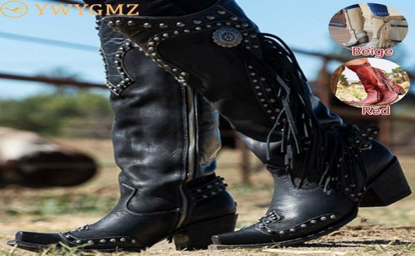 

womens knee high boots leather riding boots western cowgirl tall warm pointed toe fashion ladies19000470, Black