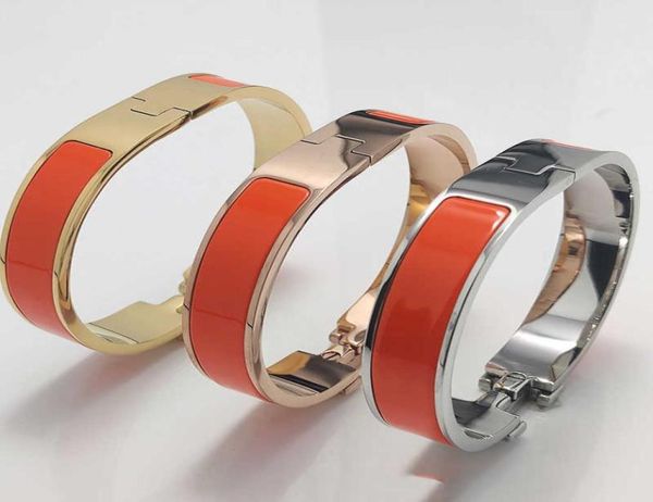

2022 stainless steel bangles h list bracelets luxury enamel buckle glaze european bracelet men and women jewelry gift1468355, Black