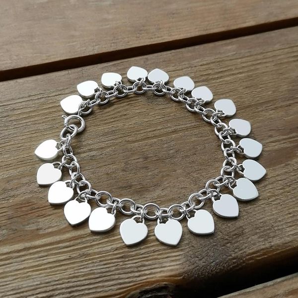 

bangle sandw fashion love heartshaped bracelet bracelets for women 925 sterling silver classic highquality jewelry gift, Black