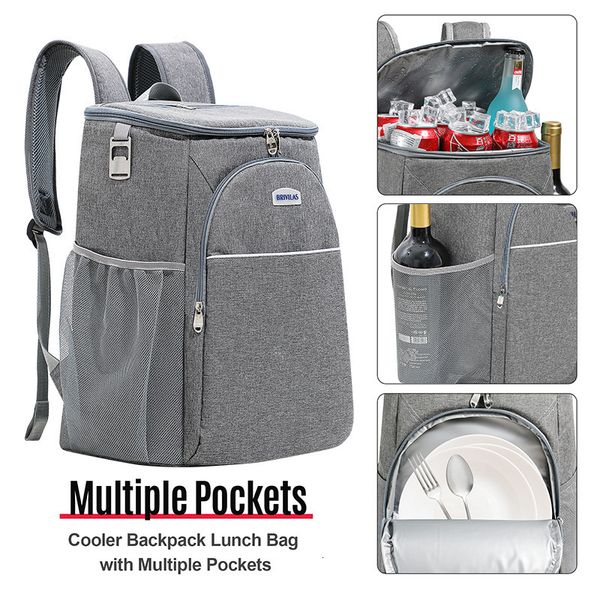 

ice packsisothermic bags 18l large capacity picnic cooler backpack lunch beer thermal insulated box double zipper outdoor food beverage stor