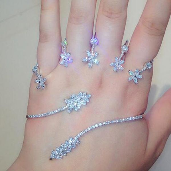 

bangle 2020 new luxury full rhinestone crystal palm bracelet women trendy bangle wedding jewelry female bracelet party gifts, Black