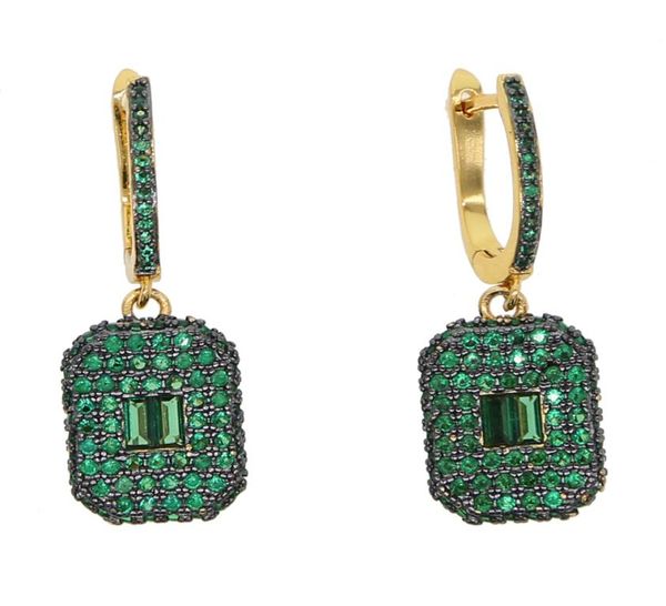 

micro pave cz iced out women earring prong setting white green cubic zirconia dangle earrings6450477, Silver