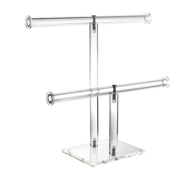

boxes clear acrylic round bracelet display holder 2 tier tbar jewelry display bracelet display holder stand display organizer, Black;white