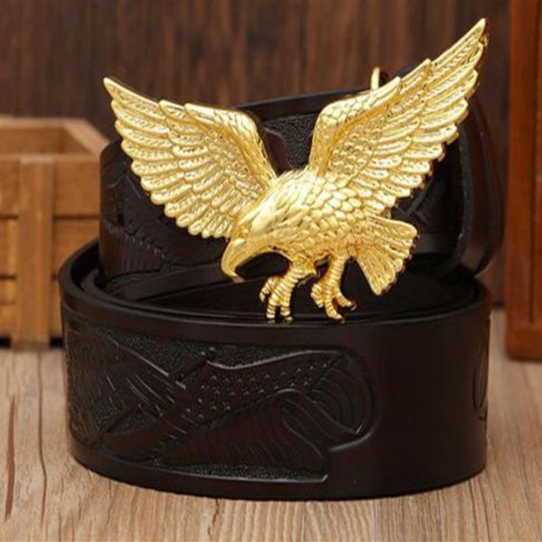 

new eagle belt big buckle brand designer belts for men copper eagle buckle belt men and women waist cowhide belt leather belts179n, Black;brown