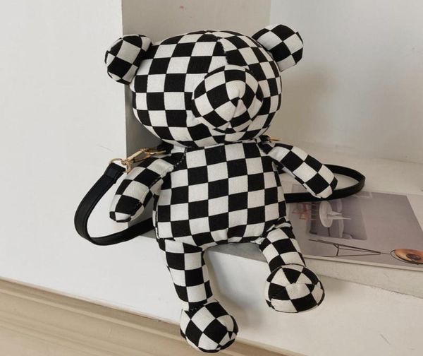 

evening bags checkerboard cute canvas toy lovely cartoon bear backpack bag for women schoolbag girls boys kindergarten birthday gi8353440