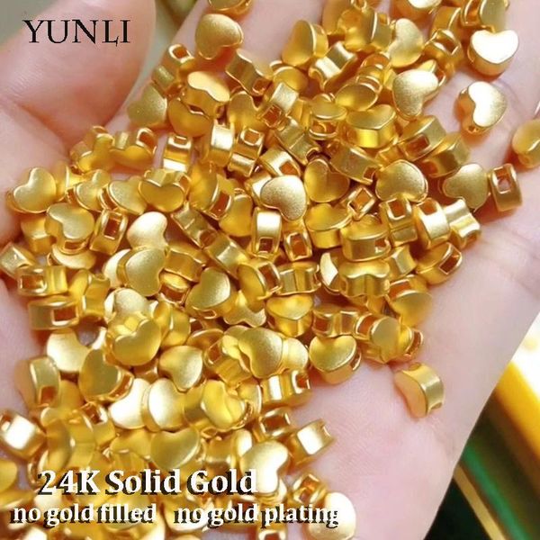 

necklaces yunli 999 pure gold real 24k gold heart pendant necklace solid 18k au750 gold chain for women fine jewelry wedding gift, Silver