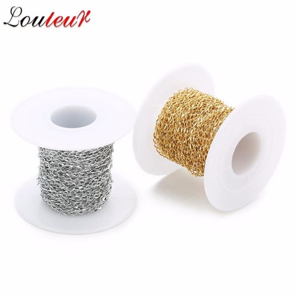 

polish louleur 10yards/roll 1.5/2mm glossy stainless steel bulk link chain men women diy necklace jewelry making materials for jewelry, Blue