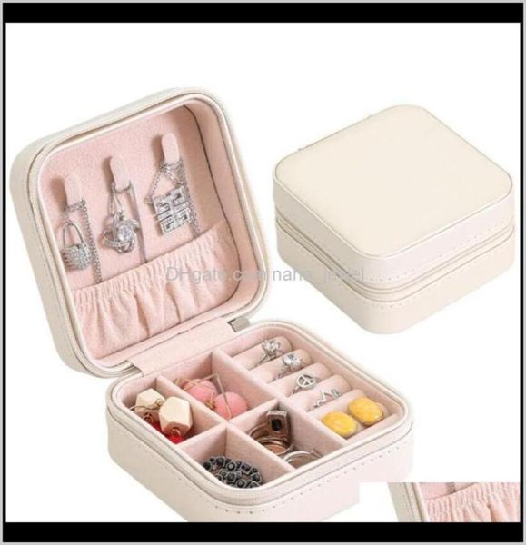 

portable zipper pu leather travel jewelry storage box rings earrings necklace organizer gift display case travel accessories holde3698831, Black;white