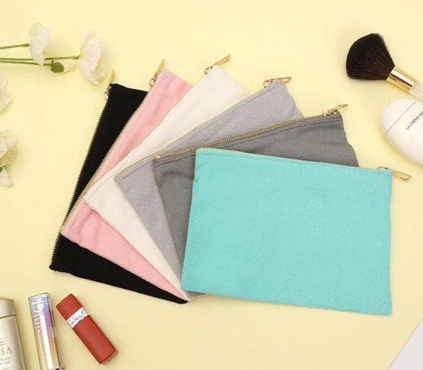 

20pcs cosmetic bags 12oz cotton canvas makeup bag with gold zipper mix color4404332