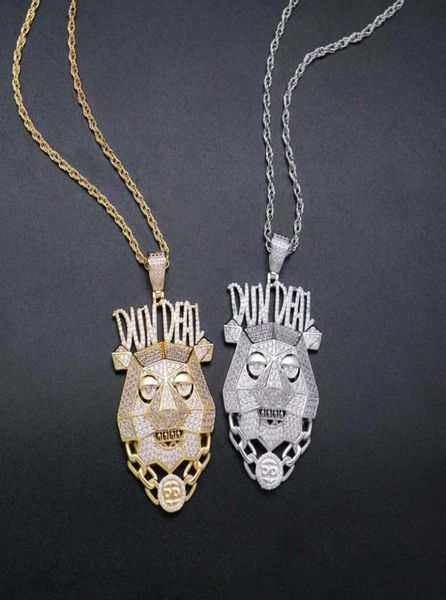 

hip hop dun deal dog head pendant necklaces for men women luxury robot dog pendants 18k gold plated copper zircons letters capital8228776, Silver