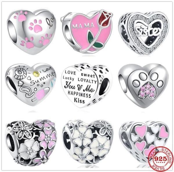 

925 sterling silver dangle charm mama flower paw charms diy fine beads bead fit pandora charms bracelet diy jewelry accessories3581796, Bronze;silver