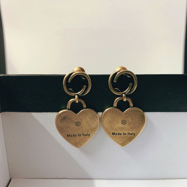 

luxury designer heart earrings women vintage heart studs copper couple gifts designer jewelry engagement earrings wholesale, Golden;silver