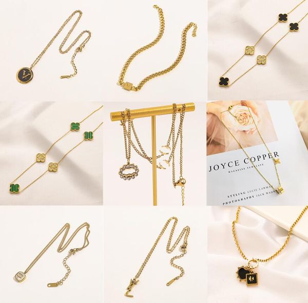 

never fading luxury brand necklaces designer stainless steel pendants women choker link chain double letter choker necklace 18k gold plated, Silver