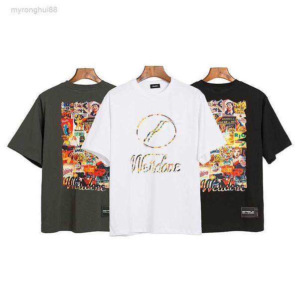 

fashion welldone shirt new poster colorful letter printing loose european size short sleeve 9rw2, White;black