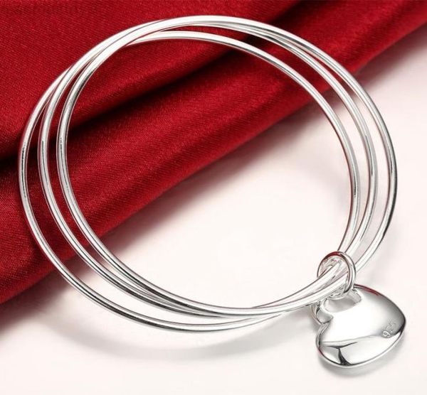 

2021 new trendy 925 silver three circle heart pendant bracelet bracelets for women jewelry love bracelet l2208128871793, Black