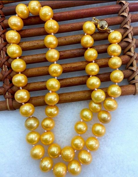 

necklaces aaa+ real 910mm south sea natural golden baroque pearl necklace 1825", Silver