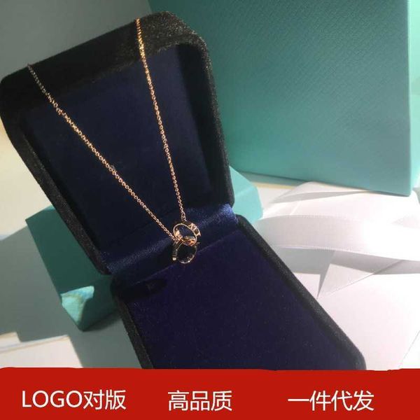 

high-quality 18k rose gold x clasp ring necklace s925 silver double pendant clavicle chain qixi lovers gift, Golden;silver