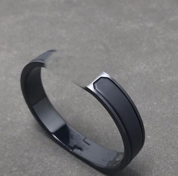

classic brand design black enamel stainless steel clasp wristband cuff bangle bracelets for men and women jewelry gift6484657
