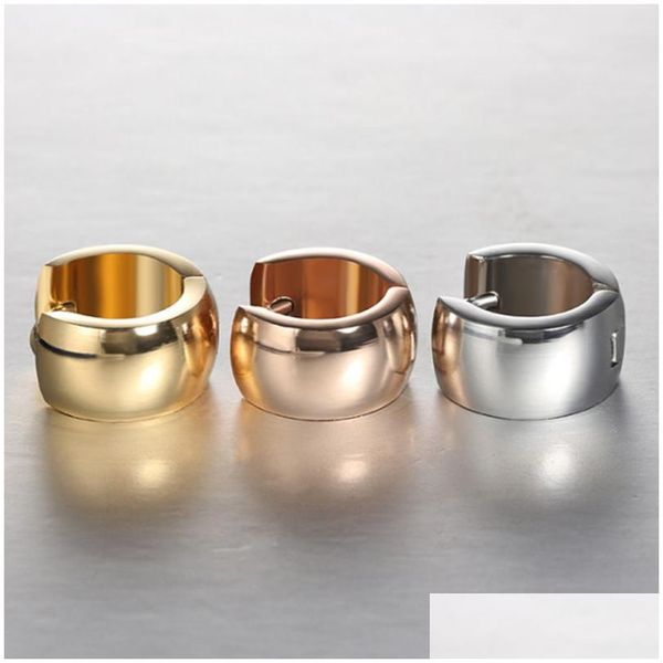 

hoop huggie fashion stainless steel smooth earrings for women small earring gold sier rose color party ear jewelrywholesale drop d dhjz3, Golden;silver