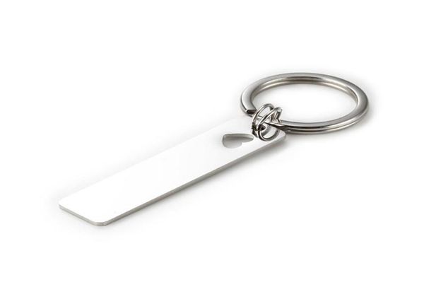 

keychains 100 stainless steel rectangle hollow heart keychain blank for engrave metal key chain mirror polished 10pcs2764854, Silver
