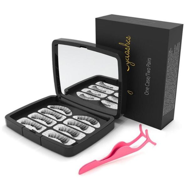 

shozy 2 pairs reusable natural false eyelashes with gift box magnetic eyelashes applicator handmade 3 magnets eyelashessct019180192