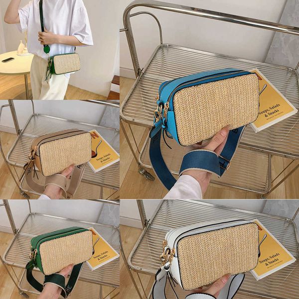 

marc straw bag snapsdesigner shoulder beach hand women luxury color matching crossbody camera s fashion woven s purse 230407