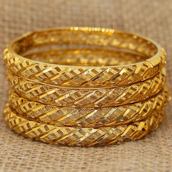 

bangle 4pcs/lot 24k dubai bangles for women saudi arabia bracelet africa gold color ethiopian habesha jewelry girls bride wedding gifts, Black