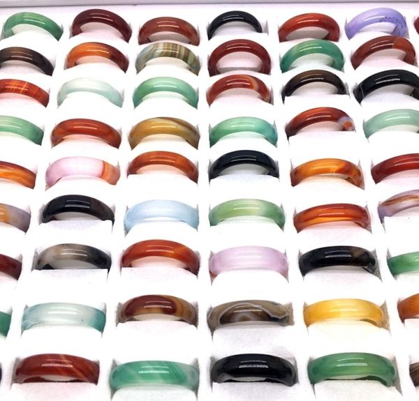

band 20 50 100pcs classic trendy natural agate for men women smooth 6mm colorful finger accessories whole drop 2211256278915, Silver