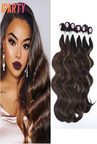 

iparty high light ombre color wave high temperature synthetic hair bundles with machine made closure for black women daily h2204298400139