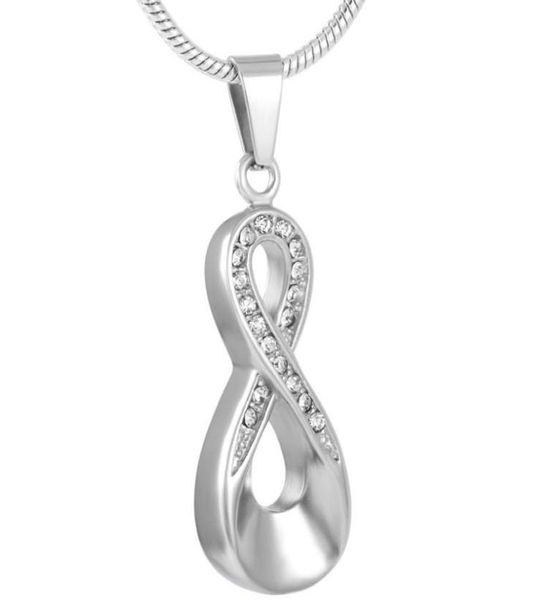 

ijd9168 memorial ash keepsake for pet human ashes infinity cremation jewelry with clear crystal jeweller plated2903426, Silver