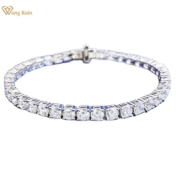 

bangle wong rain 100% 925 sterling silver created moissanite gemstone fashion couple charm bracelets bangle fine jewelry gift wholesale, Black