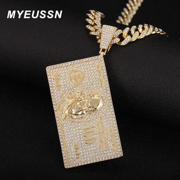 

necklaces men hip hop dollars pendant necklace iced out full drill cuban chain neckalce pendant men's charm hip hop dog tag jewelry gif, Silver