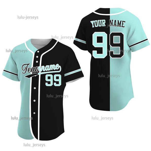 

new split color baseball customized jersey fashion baseball plus size shirts for big guys plus size, Blue;black
