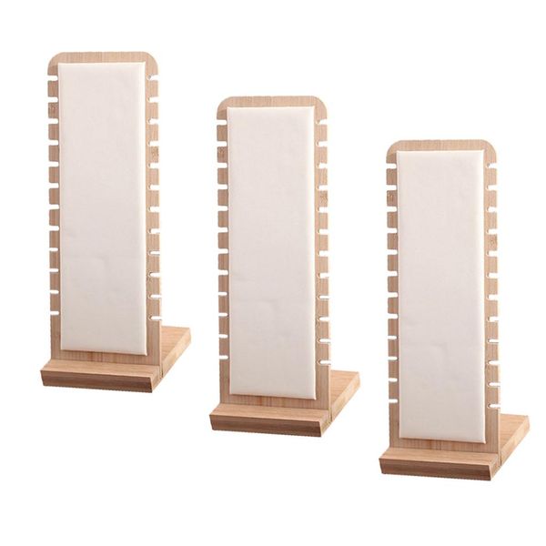 

boxes 3x modern bamboo necklace jewelry tabledisplay boards 27x10cm neckchain display stand, Black;white