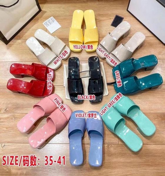 

women rubber high heel slide sandal 6cm platform slipper pink green candy colors outdoor beach slides slippers flip flops with box2870035, Black